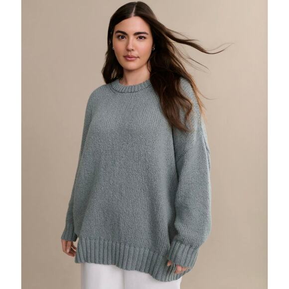 New Jenni Kayne Foster Cotton Knit Sweater Oversized Pullover Slate Blue Medium - Picture 1 of 9